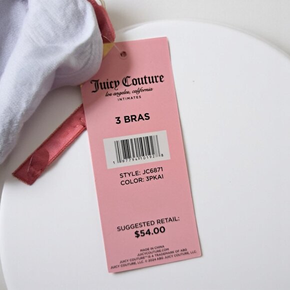 Juicy Couture Medium 3-Pack Removable Pad Padded Bras NWT - Picture 7 of 7